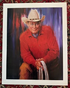Ben Johnson Cowboy Actor Official Portrait Artist Proof Signed Harland Young #80 - Picture 1 of 3