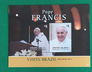 Papa Francesco Foglietto visita Brasile Union Island MNH** come foto - Picture 1 of 1
