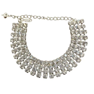 Bracciale fantasia scintillante multifilo borchiato strass regolabile - Foto 1 di 4