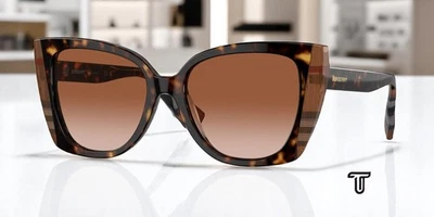 BURBERRY BE4393 405313 Meryl Dk Havana Check Brown Grad 54 Women's Sunglasses - Image 1 of 4