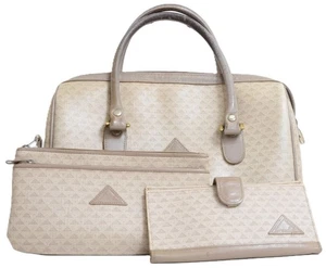 Vintage 80s Liz Claiborne Monogrammed Satchel Handbag Set Bag Clutch Wallet - Picture 1 of 16