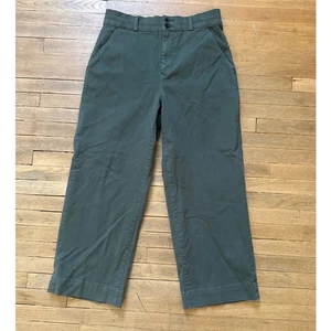 Pantalones Everlane de pierna ancha de algodón orgánico en verde oliva talla 14 - Imagen 1 de 9