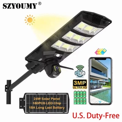 V380 Solar Street Light With CCTV Camera WIFI For Parking Lot Street Lighting - Image 1 of 4