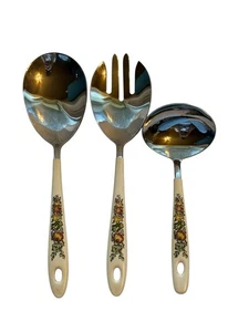 VTG 1971 Imperial Casualware Serving Set Cornucopia Handle Stainless USA MCM - Picture 1 of 9
