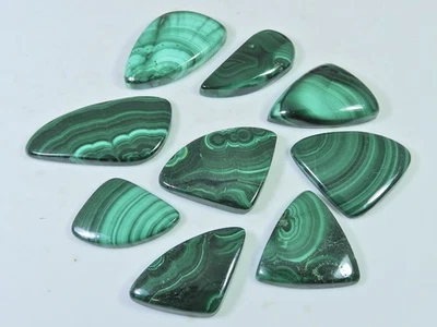 09 piezas piedras preciosas sueltas cabujón de lujo de malaquita verde natural 259 quilates Lote Foto 1 de 4