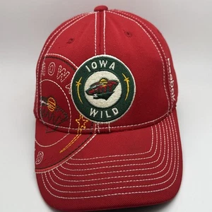 Iowa Wild Hockey Hat Cap Red Adult Reebok Face Off Collection L/XL GR42 - Picture 1 of 5