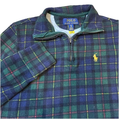 Polo Ralph Lauren Niños Pullover 1/4 Cremallera Suéter Talla 8 Cuadros Poni Preppy Navidad   Foto 1 de 4