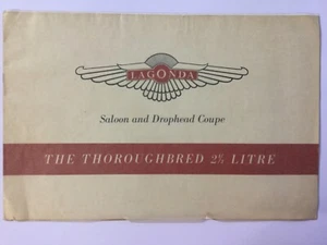 Lagonda saloon and Drophead Coupe 2 1/2 litre The Thoroughbred 1950 brochure - Picture 1 of 3
