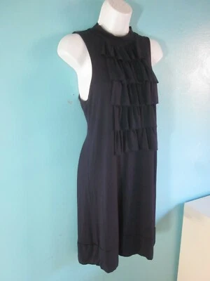 Michael Stars Size 2 Womens Navy Blue Stretch Ruffled Dress  35" Bust Pullover - Image 1 of 4