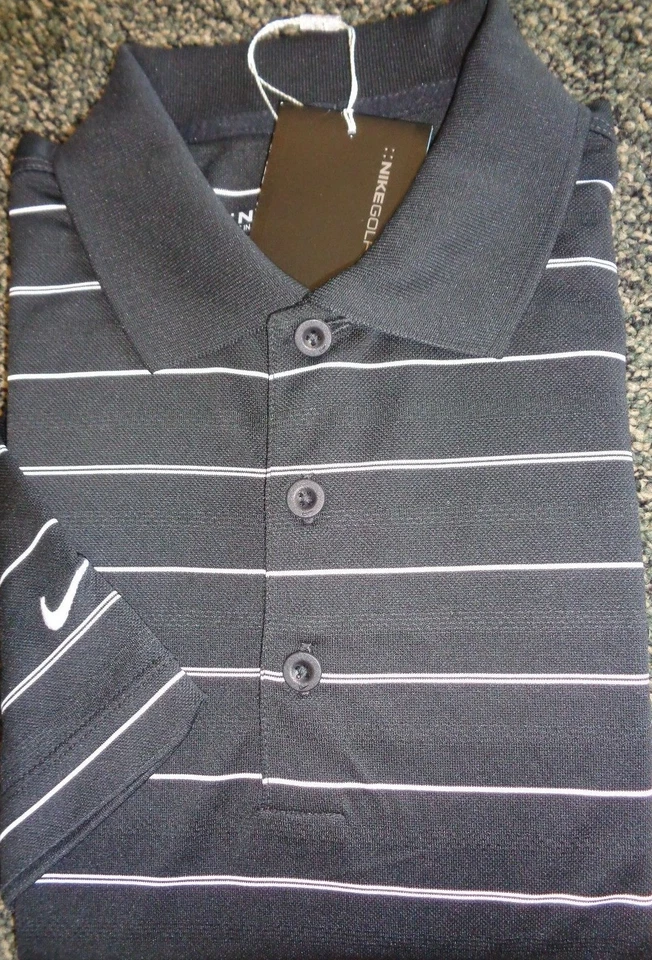 NUEVO POLO A RAYAS NIKE GOLF STRETCH UV TECH PARA HOMBRE, NEGRO, PEQUEÑO Foto 1 de 1