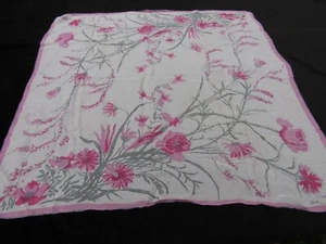 Rosa Blumendruck Schal Vintage 30" Quadrat SC107 - Bild 1 von 13