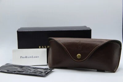 NEW POLO RALPH LAUREN BROWN LEATHER BUTTON CASE CLOTH EYEGLASSES EYEGLASSES ONLY - Image 1 of 4
