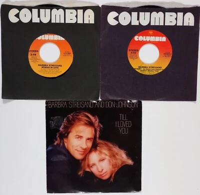 Barbara Streisand - Lot of 3 7" 45 RPM Singles 1980's "Woman In Love & Memory" - Image 1 of 4