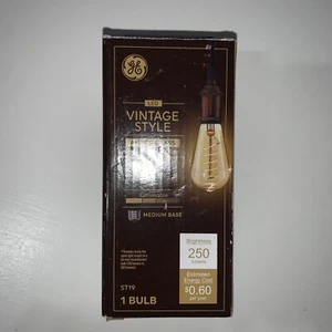 GE Vintage Style LED Light Bulb, Warm Candle Light, Amber Glass, Medium Base, - Picture 1 of 1