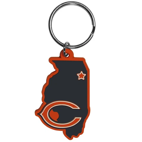 Chicago Bears Home State Rubber Flexi Key Chain NFL Licensed Football Cover