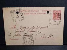 Timbro Tondo Riquadrato LAMPORO Novara 1909 su Cartolina Postale WD2290
