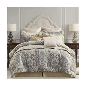 CROSCILL Cal King Comforter Set, Luxe Chenille Jacquard Damask, Soft Microfib... - Picture 1 of 7