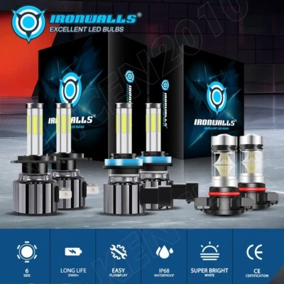 For GMC Acadia 2007-2012 6Side H7 H11 5202 LED Headlight High Low Beam Fog Light - Image 1 of 4