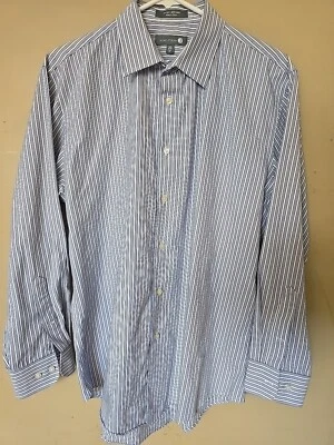 Nordstrom Dress Shirt Men Size 16 1/2 32-33 Trim Fit Light Blue Striped - Image 1 of 4