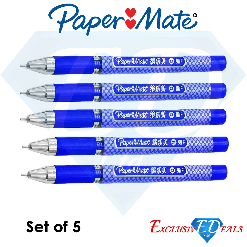 Set of 5 Paper Mate Ink Joy Gel Pens Blue Comfort Easy Grip Fast Drying Pens - Image 1 of 1