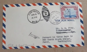 AIR MAIL COVER 1931 CHEYENNE , WY to SALT LAKE CITY, UT EAST BOUND FLIGHT - Picture 1 of 3