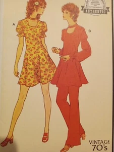 Sz 4-12 70s Dress Sewing Pattern Princess Seam Puff Sleeve McCall's M8465 - Picture 1 of 2