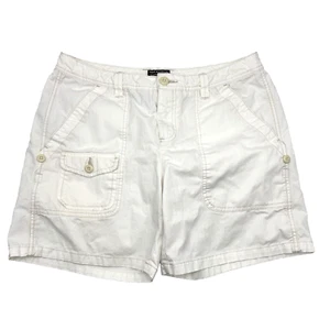 Vintage 00s Polo Ralph Lauren White Linen Canvas Cargo Shorts Size 10 33x6.5" - Picture 1 of 12
