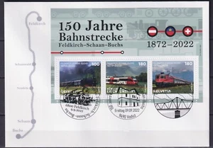 Switzerland+Austria+Liechtenstein 2022 Transport, Trains, Railway Line FDC - Picture 1 of 1