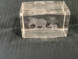 Vintage Heavy Glass Hologram, Elephants, 8cm x 5cm - Picture 1 of 4