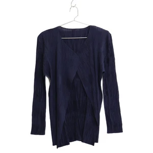 PLEATS PLEASE PP61-JO793 Navy Pleated Cardigan cardigan 3 Navy - Picture 1 of 5