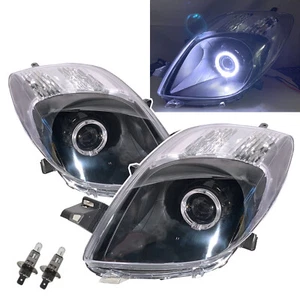 Fits TOYOTA Yaris XP90 MK2 05-08 3D/5D Guide LED Angel-Eye V2 Headlight BK LHD - Picture 1 of 8