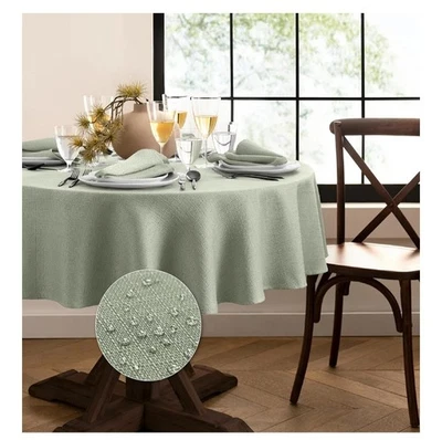 Elrene Laurel Solid Texture Water and Stain Resistant Tablecloth, 70 Round, Sage - Image 1 of 4