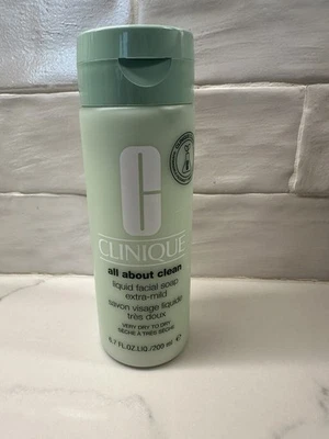 Jabón facial líquido Clinique All About Clean extra suave muy seco a seco 6,7 oz NUEVO Foto 1 de 2