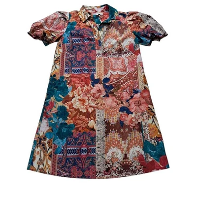 Платье Chico's женское маленькое 0/4 гобелен цветной рукав-затяжка богемные карманы - Изображение 1 из 4