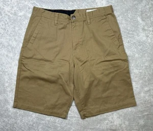 VOLCOM Chino Shorts 34 Mens True to This Flat Front Khaki Brown 10.5" Inseam - Picture 1 of 3