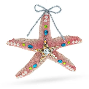 Starfish Blown Glass Christmas Ornament - Picture 1 of 4