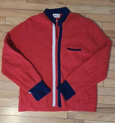 Suéter Jockey Vintage Gran Tamaño Cremallera Lana Rayas Rockabilly Academia M-L  Foto 1 de 4