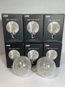 LED Fairy Globe Light G25 Soft White Crackle Glass Set Of 8 - Picture 1 of 4