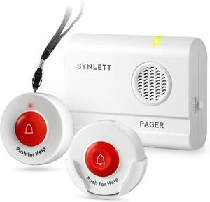 SYNLETT Caregiver Pager 2 Wireless Call Buttons for Elderly Monitoring SOS Alert - Picture 1 of 7