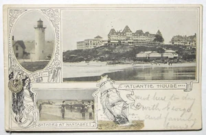 Long Island Leuchtturm, Atlantic House, Badende Nantasket 1908 Ansichtskarte. - Bild 1 von 2