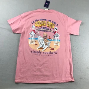 Simply Southern Shirt Adult Medium Pink Cotton Crew Neck Short Sleeves Tee NWT - Picture 1 of 12