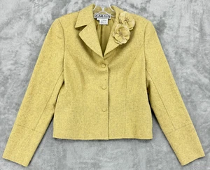 Carlisle Blazer Womens 2 Wool 3D Floral Snap Front Pockets Career Classic Lined - Picture 1 of 11