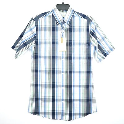 Roundtree & Yorke Gold Label Men's Shirt S SLIM FIT Blue White Green Plaid NWT - Image 1 of 4