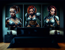 Cyborg Woman Ready to Act Impressive Photo Session No Nudity Art set of 3