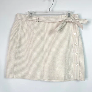Minifalda VIneyard Vines para mujer 8 beige a rayas náutica forrada con botones laterales corbata - Imagen 1 de 5