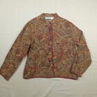 Vintage Flashback Womens Jacket Size L Red Brown Tapestry Paisley Button Front