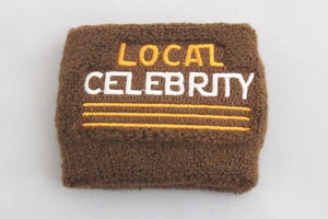 Local Celebrity Tennis Armband Sweatband One Size Unisex Embroidered Brown - Picture 1 of 3