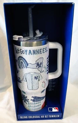 Bling Colossal Tumbler New York Yankees NY 40 oz Cup Stainless Steel Logo MLB - Image 1 of 4