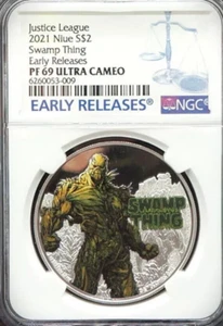 2021 NIUE $2 1oz 999 Silver Justice League Swamp Thing DC Comics NGC PF69 - Picture 1 of 4