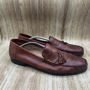 Santoni Vero Cuoio Brown Leather Tassels Loafers Shoes Made In Italy Men’s 13